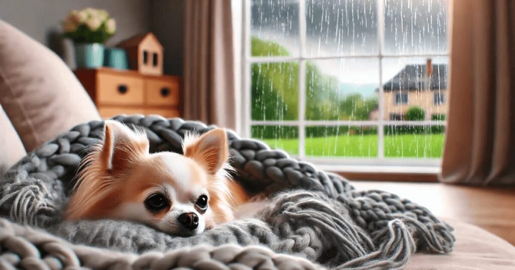 雨とチワワ